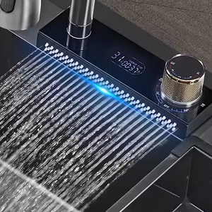 Évier <span class=keywords><strong>de</strong></span> <span class=keywords><strong>cuisine</strong></span> <span class=keywords><strong>noir</strong></span> à cuve unique <span class=keywords><strong>de</strong></span> luxe Cascade Smart Nano avec couvercle <span class=keywords><strong>de</strong></span> poubelle <span class=keywords><strong>2</strong></span> trous sans robinet - Product Image 6