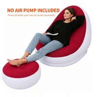 Canapé gonflable pour une personne, pour le camping en plein air, avec repose-pieds, surface en velours floqué, canapé relaxant pour la lecture