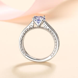 S925 argento Sterling lusso donna anello nuziale 4 artiglio diamante 2 carati Moissanite rodiato placcato con certificazione GRA - Product Image 4