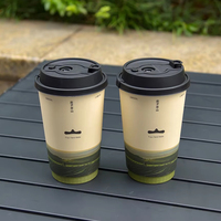 Gobelets à café et thé au lait jetables biodégradables en papier kraft à double paroi, personnalisables FUN+, calibre 90, 16 oz, impression couleur CMYK