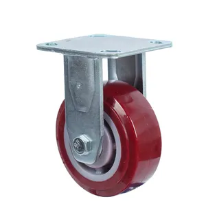 5 inch heavy duty high polyurethane wheel industrial swivel pu red caster wheels ball bearing