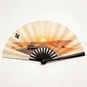 Grands éventails à main en tissu noir vintage chinois pour Kung Fu et Tai Chi, en gros - Product Image 4