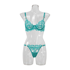 <b>Sexy</b> Lace Leaf Embroidery Lingerie <b>Set</b> Women Underwire Mesh Bra and Thong 2 Piece <b>Set</b> Seductive Womens Intimates Underwear - Product Image 4