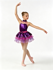 Robe de ballet tutu métallique pour filles, jupe en <span class=keywords><strong>tulle</strong></span> à volants, en spandex/nylon, imprimé numérique, costume de scène pour enfants - Product Image 3