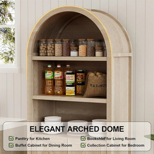 <span class=keywords><strong>Buffet</strong></span> <span class=keywords><strong>haut</strong></span> à arche, meuble de rangement moderne en bois, armoires latérales, étagères ouvertes réglables, vitrine à 5 niveaux pour salon - Product Image 3