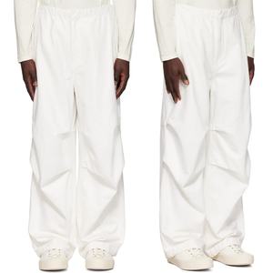Custom <b>Men</b> <b>White</b> Loose Drawstring Denim Trousers Elastic Waistband Zip Fly 100% Cotton <b>Jean</b> Pants - Product Image 1