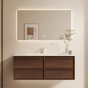 Espejo de lavabo de tocador de baño montado en la pared de una pieza de diseño moderno italiano con escurridor de cobre - Product Image 2