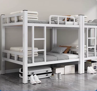 Lit superposé en acier en gros pour dortoir, lit double en métal durable avec barrière de sécurité pour camp de travailleurs et appartement