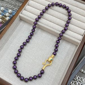 Collier de luxe gothique avec fermoir tête de <span class=keywords><strong>serpent</strong></span> en laiton, perles violet foncé et finition plaqué or mat, vente en gros - Product Image 3