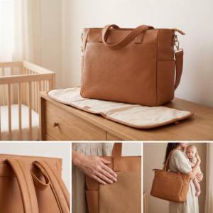 <span class=keywords><strong>Sac</strong></span> à <span class=keywords><strong>langer</strong></span> en cuir pleine fleur OEM du fabricant, <span class=keywords><strong>sac</strong></span> à <span class=keywords><strong>langer</strong></span> en cuir de chameau, <span class=keywords><strong>sac</strong></span> à <span class=keywords><strong>langer</strong></span> élégant avec bretelles réglables - Product Image 2