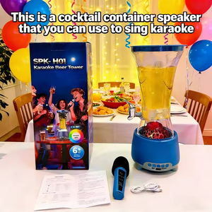 Disfruta de la cerveza o las bebidas escuchando <span class=keywords><strong>música</strong></span> y cantando <span class=keywords><strong>canciones</strong></span> con un altavoz inalámbrico Bluetooth con micrófono. - Product Image 3