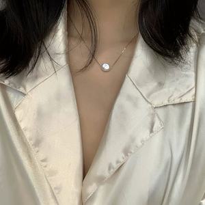 Collar de Plata 925 con Cadena Fina para Clavícula, Perla Barroca Natural, Estilo Francés, Collares de Perlas de Nicho - Product Image 2