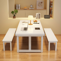 Table de bureau moderne en bois massif, grain de frêne, avec base en H, pour la maison et le bureau (vente en gros)
