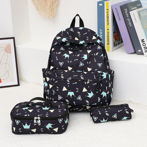 Teenager Oem Printed School Bag Set Custom 3Pcs Girls Boy College Student School Bag <b>Backpack</b> Bookbag With Messenger and Pen Bag - Product Image 4