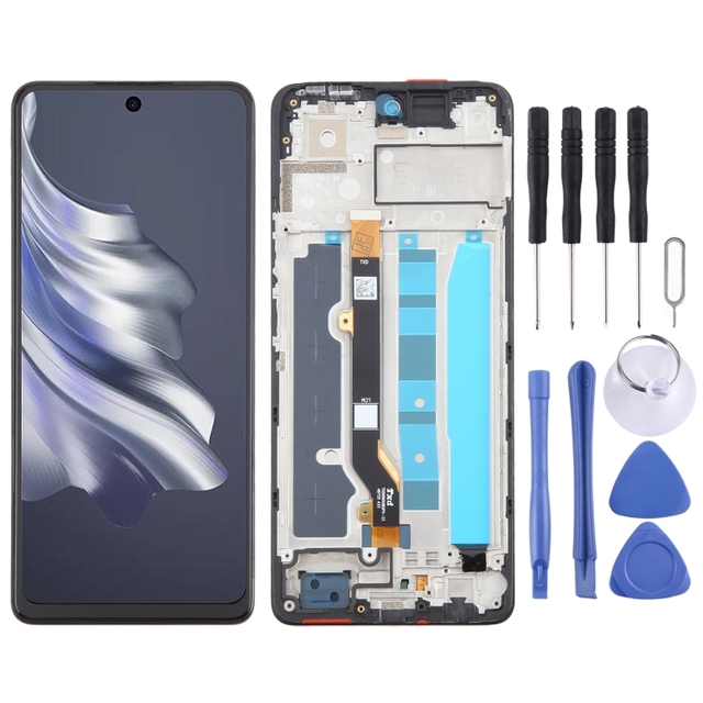 OEM LCD Display Touch Screen Digitizer Full Assembly with Frame For Tecno Spark 20 Pro 4G KJ6 Replacement