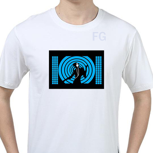 T-shirt en coton noir avec lumières LED clignotantes programmables pour vêtements de danse - Product Image 2