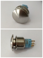 Bouton-poussoir momentané en acier inoxydable CMP Metal, grand bouton à dôme