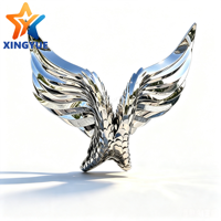 Sculpture d'aile d'aigle en acier inoxydable poli miroir sur mesure pour centre commercial, villa de luxe, entrée de siège d'entreprise