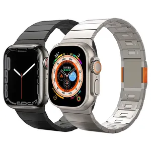 חדש הגעה שדרוג נירוסטה שעון רצועות עבור iwatch סדרת 8 7 מתכוונן מגנטי אבזם מתכת אפל שעון להקת 49mm