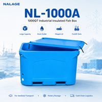 Conteneur isotherme de 1000 L pour la pêche, glacière commerciale en plastique rotomoulé, bac à fruits de mer, prix usine, transport alimentaire