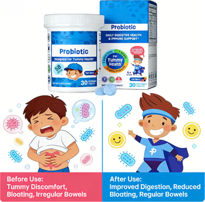 Tabletas Masticables Probióticas para Niños |   5 mil millones de UFC |   7 Cepas con Prebióticos Orgánicos para el Apoyo del Bienestar Digestivo e Inmunológico - Product Image 5
