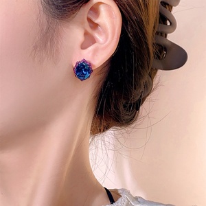 Vintage Jewelry Eco-friendly Copper <b>Black</b> Gold Plated 10*12mm Multicolor Zircon Colorful Stone Classic <b>Stud</b> <b>Earrings</b> - Product Image 4