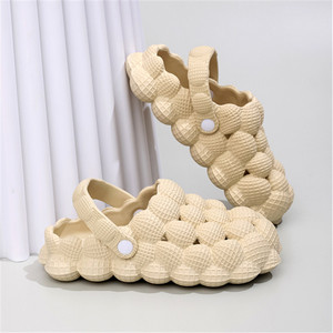 Sandalias de EVA Gruesas para Exteriores, Punta Abierta, Correa con Hebilla, Antideslizantes, para Todas las Estaciones, Zapatos de Mujer, Color Beige Sólido - Product Image 1