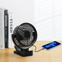 Ventilateur de bureau puissant à 3 pales de haute qualité, longue autonomie, lumière LED, alimentation USB, rechargeable, ventilateur à pince de 6 pouces