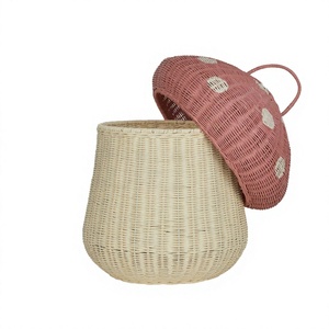 Cesta de Almacenamiento para Hongos, Cesta de Mimbre Tejida con Asa, Organizador Decorativo Ecológico para Habitación Infantil, Decoración del Hogar - Product Image 4