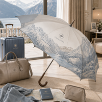 Parapluie droit personnalisé avec poignée incurvée en bois massif de 103 cm de diamètre, tissu 210T, ouverture manuelle, 800 mm, hydrofuge, pour adultes