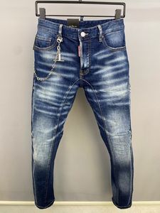 <span class=keywords><strong>Jeans</strong></span> da uomo alla moda stile estivo italiano dritti Casual comodi e rilassati Slim Fit stampa digitale con chiusura a bottone strappata - Product Image 5