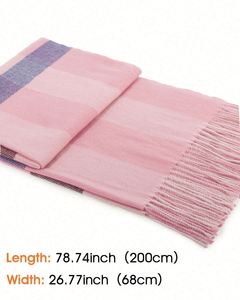 Écharpe longue en cachemire à carreaux rose de luxe pour femmes, hiver - Product Image 6