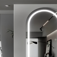 Grand miroir de salle de bain LED en forme d'arche, tactile intelligent, anti-buée, mural, éclairé, avec haut-parleur Bluetooth
