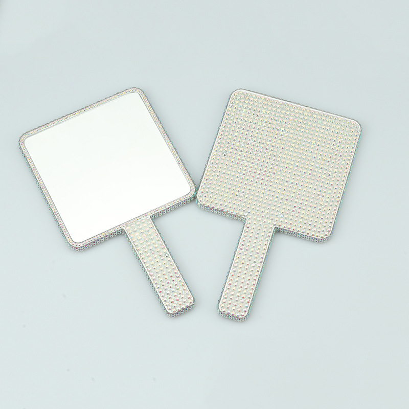 Пластиковое зеркало с одной стороной круглой формы, квадратной формы, Алмазное зеркало с индивидуальным логотипом, ручное косметическое зеркало для макияжа, настольное зеркало