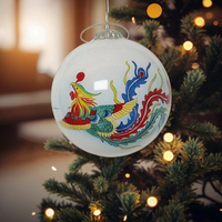 Haute qualité peint à la main chinois Dragon verre ornement festif noël décoration de la maison boule de noël boule