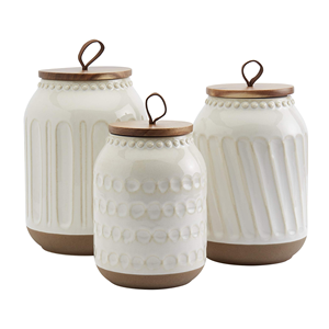 Recipiente Pequeño de Cerámica para Café o Té con Tapa de Bambú - Contenedor Rectangular de Cerámica Blanca para Mantequilla - Product Image 1