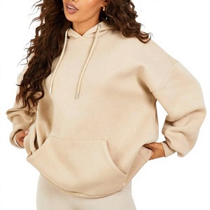 Sweat-shirt à capuche surdimensionné de haute qualité 100% coton, épaules tombantes, couleur unie, respirant, style streetwear - Product Image 1