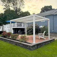 Pergola en aluminium à toit à lamelles motorisées, autoportante, rectangulaire, imperméable, anti-corrosion, revêtement poudré, gazebo d'extérieur