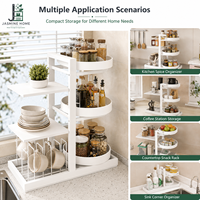 Organisateur de comptoir à 3 niveaux avec paniers à épices rotatifs, étagères coulissantes et rangement pour assiettes pour la cuisine