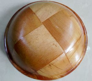 Cuenco de madera redondo de 12 "pulgadas y 30 cm Material de cuero de madera natural tejido y ensaladera en forma - Product Image 4