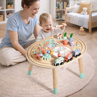 Table d'activités Montessori multifonctionnelle en bois pour enfants avec labyrinthe de perles, rail de voitures et tri de formes – Bureau interactif pour tout-petits