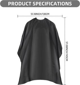 Cape de coiffeur en polyester avec logo personnalisé, pour salon de coiffure et maquillage, avec boutons-pression en silicone, blanc et noir - Product Image 2
