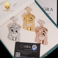 Prix de gros Pendentif Tête de Jésus entièrement serti de Moissanite couleur D VVS en Argent 925, Breloque Hip Hop, Bijoux de rappeur, Faible MOQ