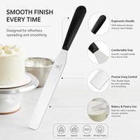 Spatule à gâteau professionnelle AKOKO en acier inoxydable, qualité alimentaire, lisseur de crème et d'ailles, outils de pâtisserie pour la décoration, usage en boulangerie