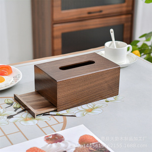 Envío directo disponible para cajas de pañuelos de nogal negro, cajas de pañuelos de madera maciza sencillas, cajas de pañuelos de madera de lujo ligero para el hogar y el comedor. - Product Image 5