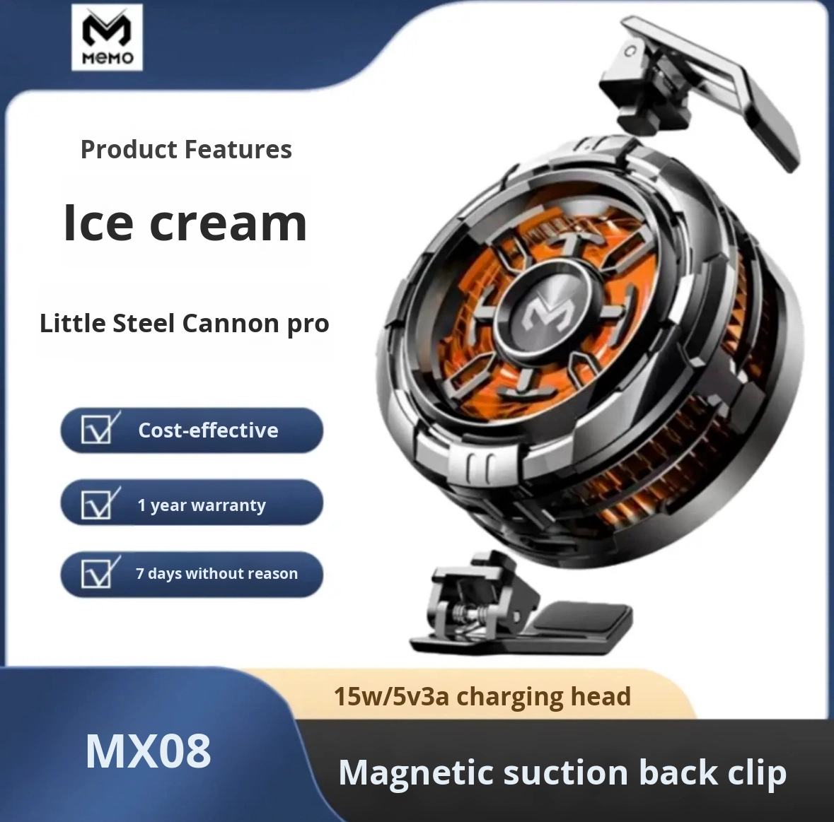 Memo Mimo CX08 - High-Power AI Magnetic Back Clip Cooler