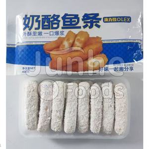 Filetes de pescado con sabor a queso empanado crujiente, solución de servicio de alimentos OEM, tiras de mariscos IQF Halal congelados - Product Image 1
