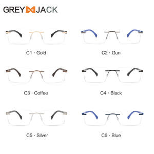 แว่นตาโลหะไร้กรอบสำหรับผู้ชาย เลนส์อะคริลิกแบบไร้กรอบ บานพับสปริง รุ่น 2041 ผลิตที่ไถโจว - Product Image 4