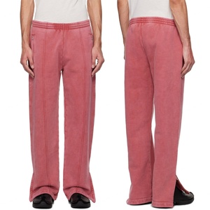 Pantalon de survêtement vintage ample à jambes larges, style streetwear décontracté, en coton French Terry, effet vieilli et délavé à l'acide pour homme - Product Image 1