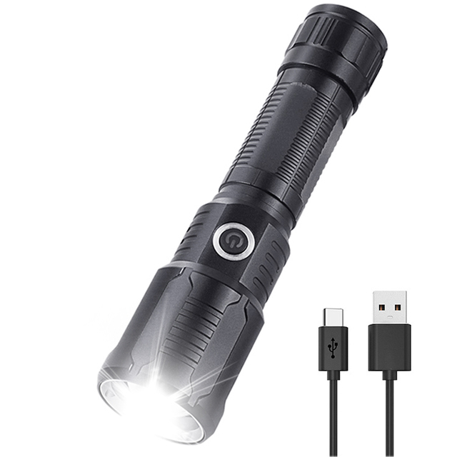 Boruit High Power 800 Lumens Zoomable Flashlight Type-c Usb Rechargeable 21700 26500 Led Flashlight 500m Long Range Torch